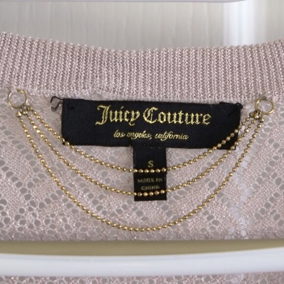 Juicy Couture silk sparkling pink crocheted cardigan - Picture 3 of 8
